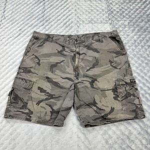 Wrangler Cargo Shorts Mens 48 Gray Camo Gorpcore Casual Outdoor Grunge Hiking